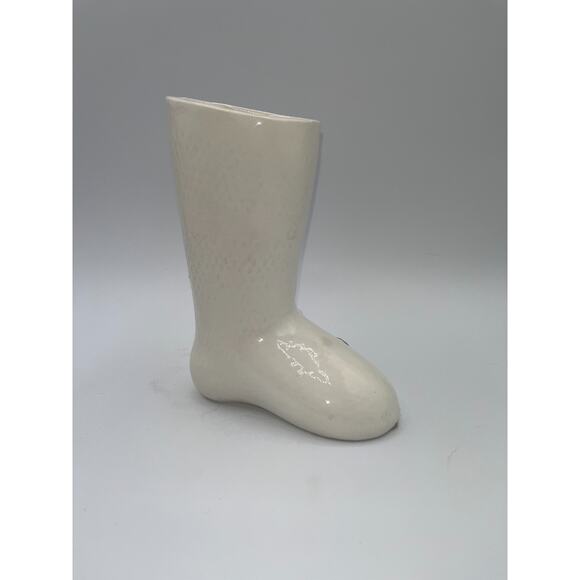 Vintage Ceramic Candy Cane Pixie Elf Christmas Boot Stocking Planter Vase Decor - Picture 10 of 16